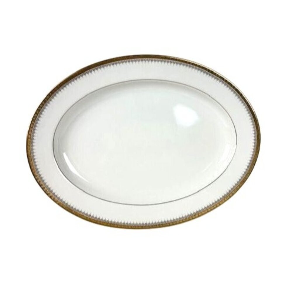 Noritake Edinburgh #7146 Platter 16" x 12" Made in Japan Gold Trimmed